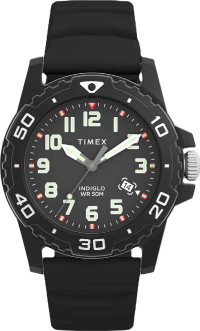 Men's Main Street Quartz Black Silicone Strap 42mm Round Watch