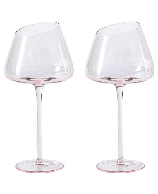 Home French Style Pink Crystal Burgundy Wine Glasses, Lead-Free Premium Champagne Glasses, Set of 2