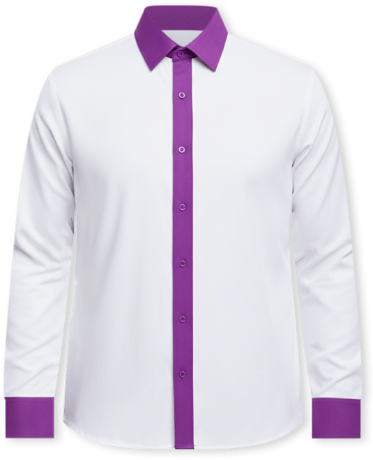 Men's Slim-Fit Purple Trim Solid Dress Shirt