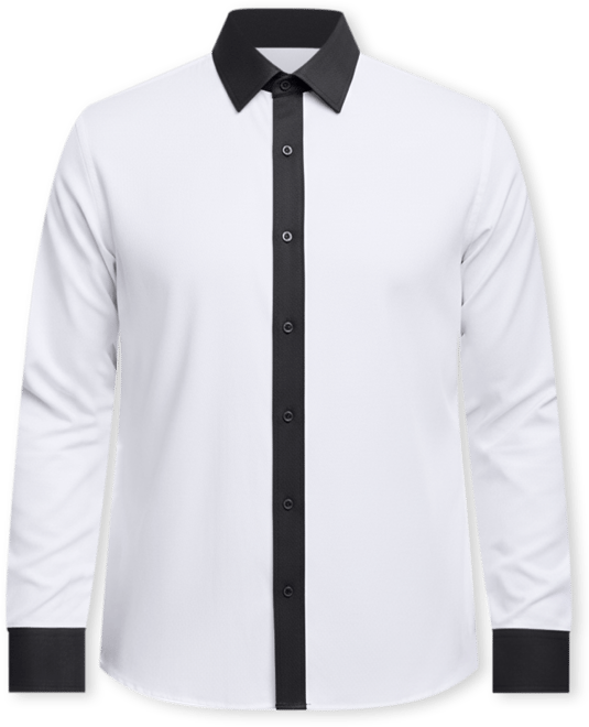 Men's Slim-Fit Black Trim Solid Dress Shirt