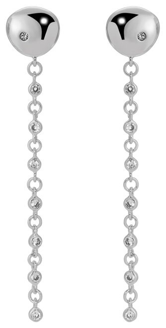 Polished Pebble Linear Crystal Chain Drop Earrings