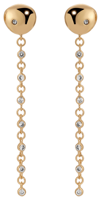 Polished Pebble Linear Crystal Chain Drop Earrings