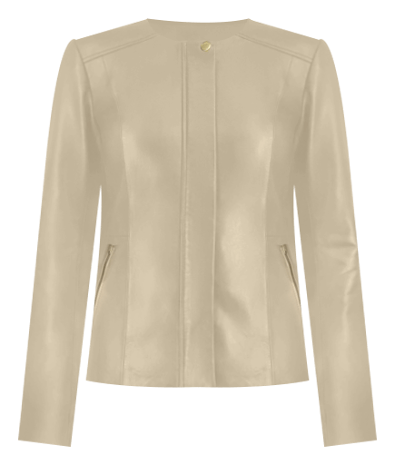 Women's Collarless Leather Jacket