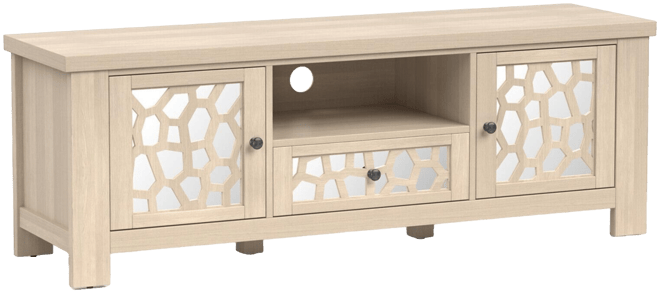 Retro Tv Stand Media Entertainment Center with Mirror Doors and Drawer