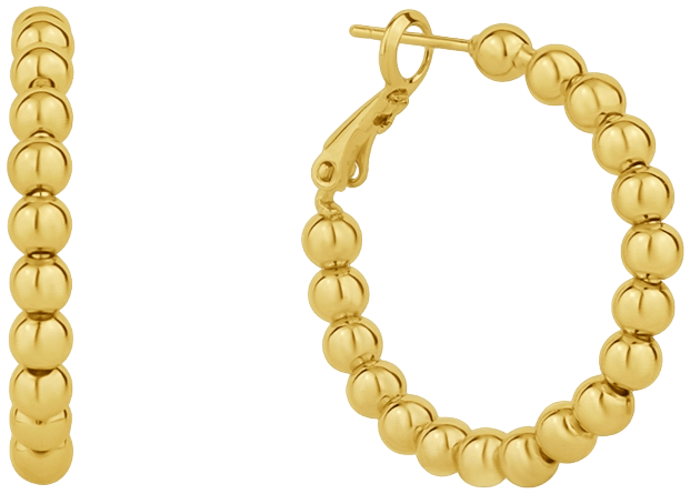 18K Gold Plated or Silver Plated Bead Hoop Earring