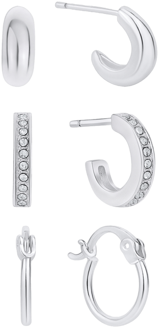 Crystal Trio Hoop Earring Set