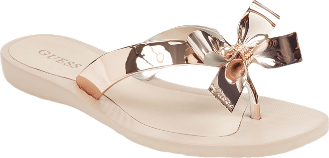 【GUESS】TUTU bow tie flip-flop sandals G-TUTU9 Guess Tutu9 Rhinestone Bowtie Flip Flops | Dillard's
