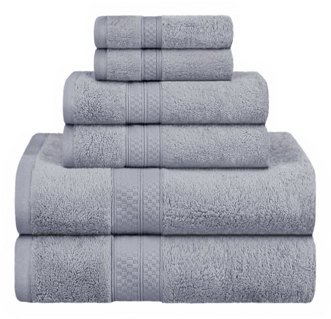 Rayon from Bamboo Blend Ultra Soft Quick Drying Solid 6 Piece Assorted Towel Set