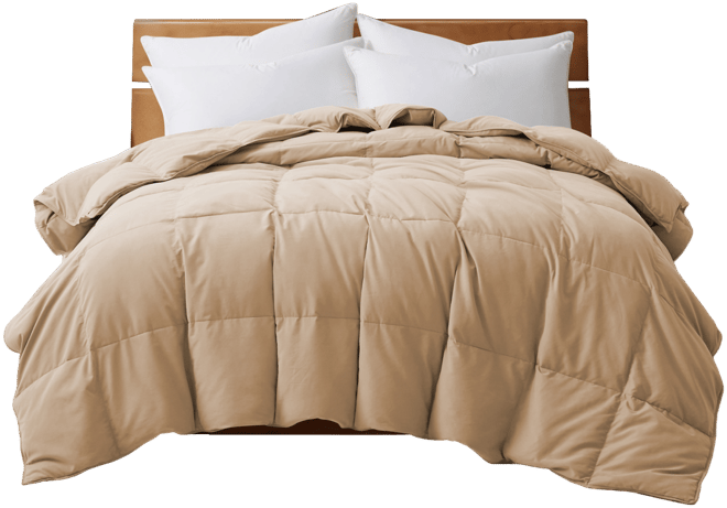 Lightweight White Goose Down Feather Fiber Comforter, King