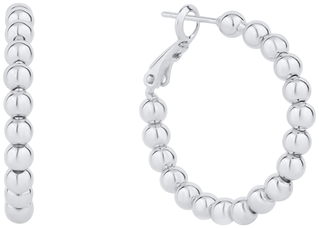 18K Gold Plated or Silver Plated Bead Hoop Earring