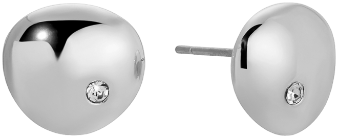 Polished Pebble Single Crystal Stud Earrings