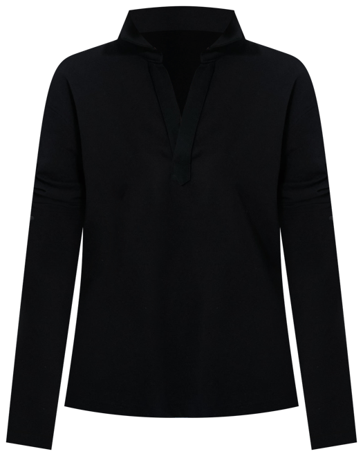 Black Bradley Knit Polo Popover