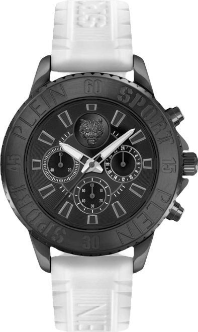Men's Glam Chrono Chronograph Quartz White Silicone 44MM