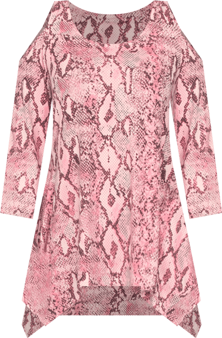 Women's Snake Print Cold Shoulder Tunic