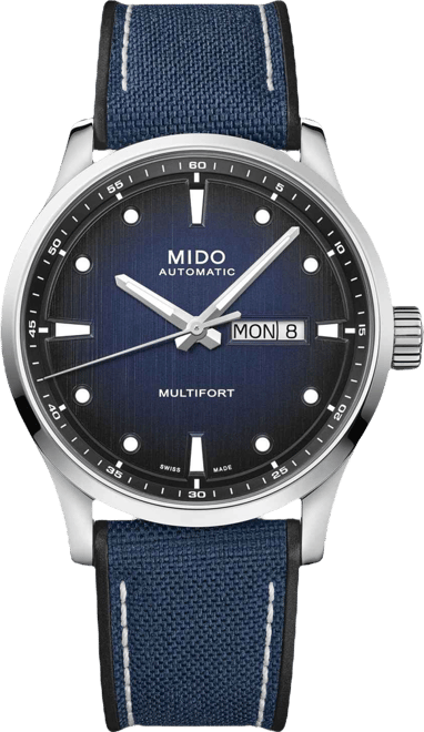 Men's Swiss Automatic Multifort Blue Textile Strap Watch 42mm
