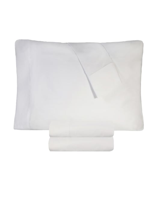 Solid 300-Thread Count Cotton Percale Deep Pocket Sheet Set, Queen