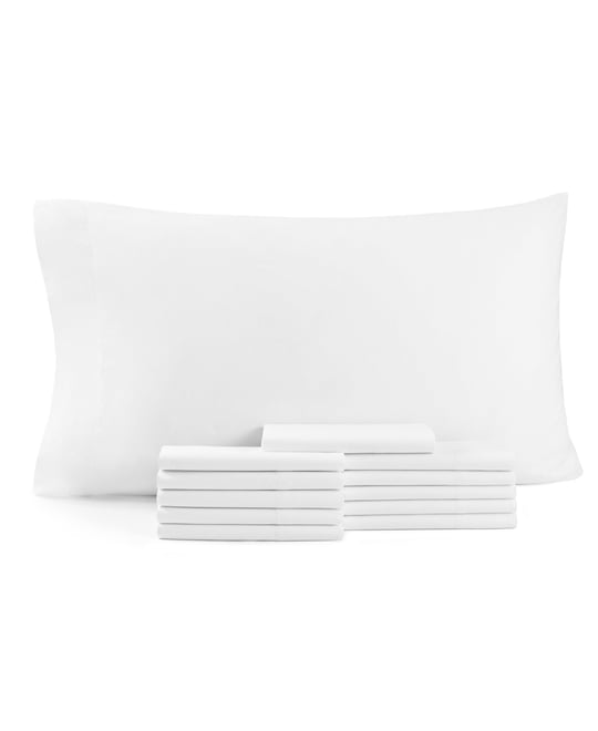 Lulworth Pillowcases (12 Pack), King Size, White, Cotton Polyester Blend, 200 Thread Count