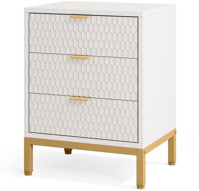 3-Drawer Nightstand, 25.8" Tall Modern Bedside Table, Large Side End Table with Storage Drawers for Bedroom