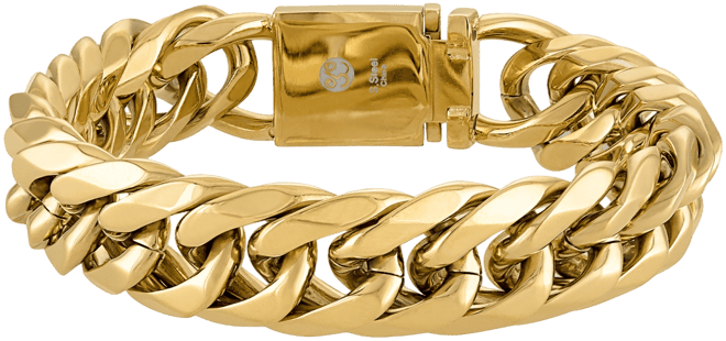 Polished Wide Curb Link Bracelet in Stainless Steel, Created for Macy's