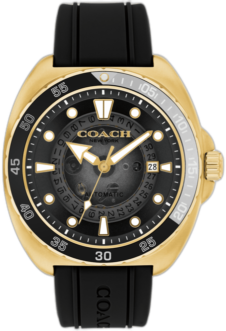 Men's Charter Automatic Black Silicone Watch 44mm