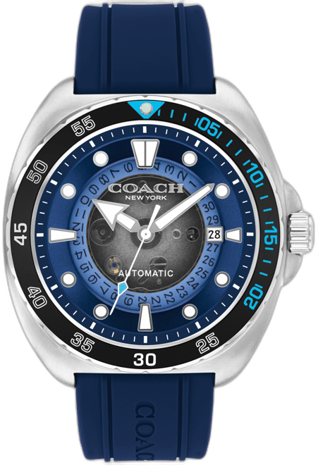 Men's Charter Automatic Blue Silicone Watch 44mm
