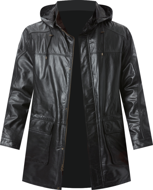 Big & Tall Hooded Leather Parka