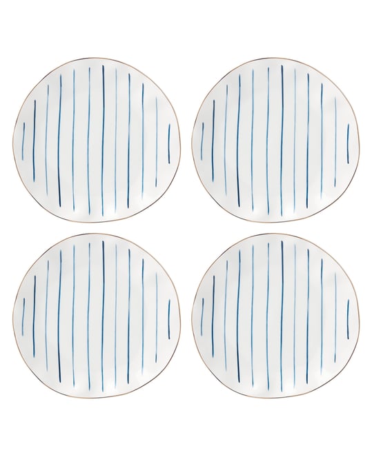 Blue Bay Stripes Dinner Plates, Set of 4
