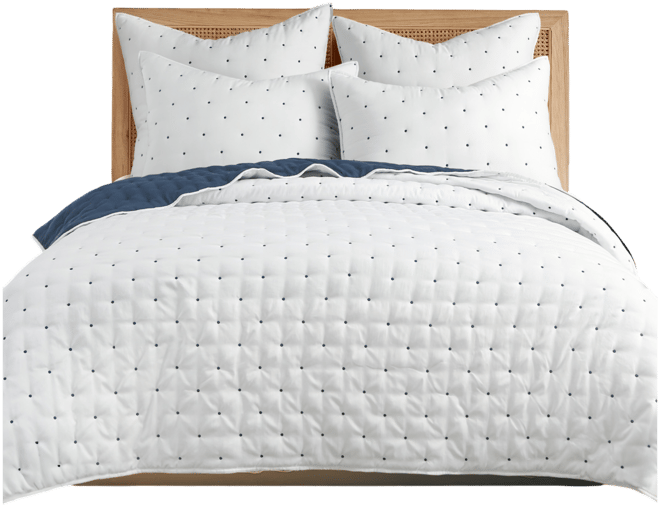 Embroidered Swiss Dot Stitching 3-Pc. Quilt Set, Full/Queen