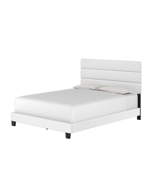 Piedmont Leatherette Upholstered Platform Bed Frame with Adjustable Headboard