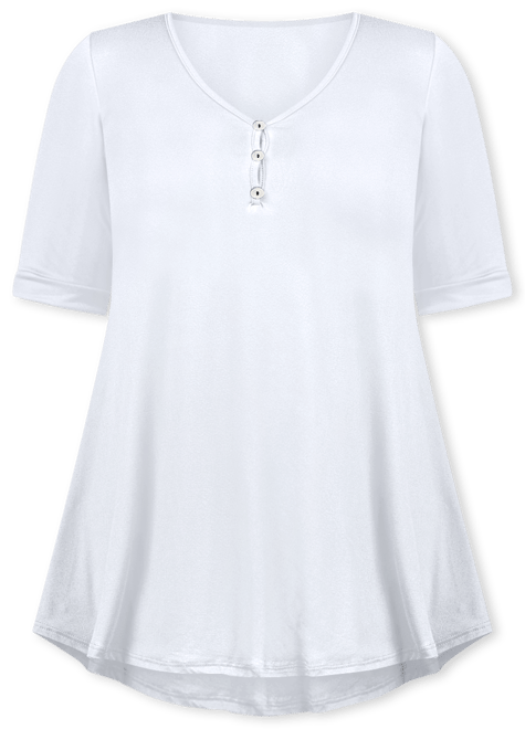 Plus Size Elbow Sleeve Henley Tunic Top