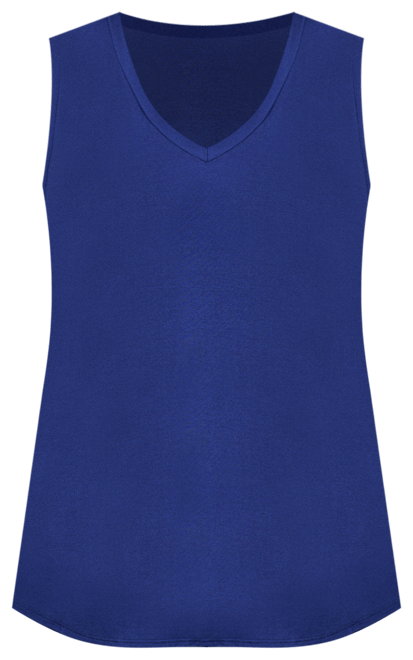 Plus Size V-Neck Sleeveless Rounded Hemline Top