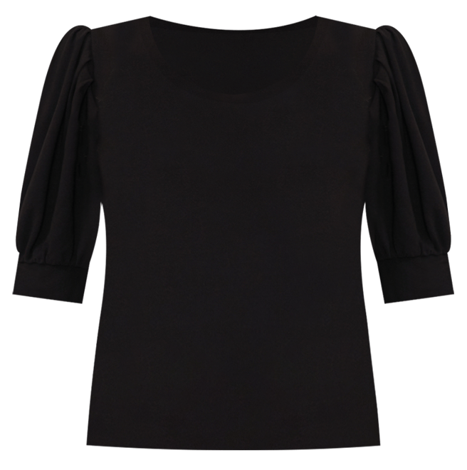 Women's Shirred Scoop-Neck 3/4-Sleeve Knit Top