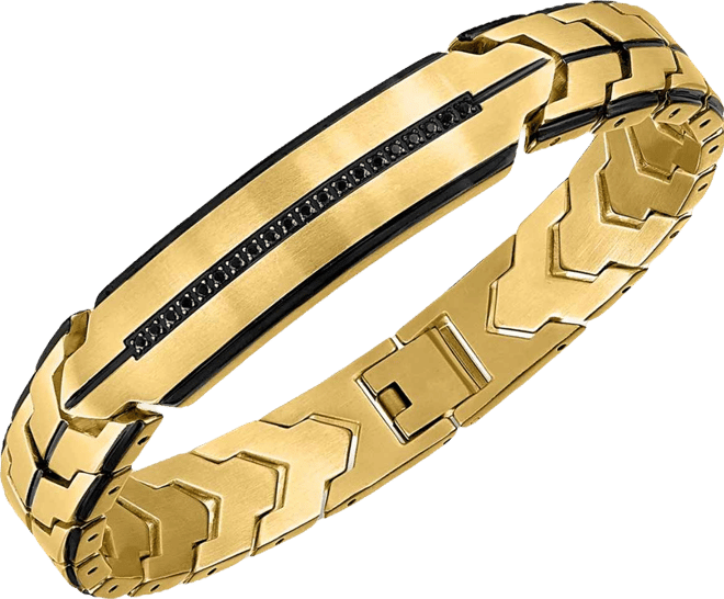Black Diamond Chevron Link Bracelet (1/4 ct. t.w.) in Stainless Steel, Created for Macy's