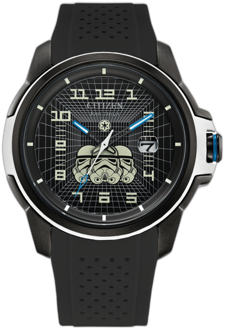 Eco-Drive Men's Star Wars Imperial Stormtrooper Black Perforated Polyurethane Strap Watch 44mm