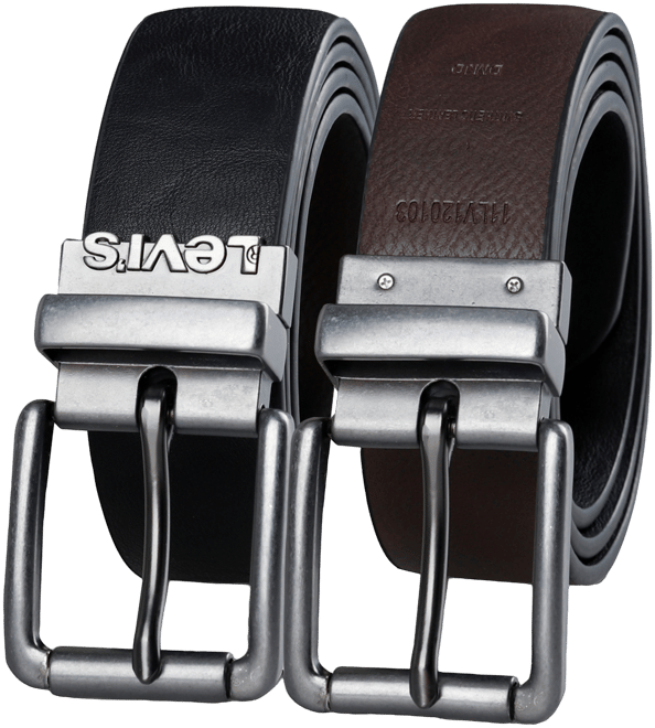 Men's Logo Buckle Stretch Reversible Leather Belt