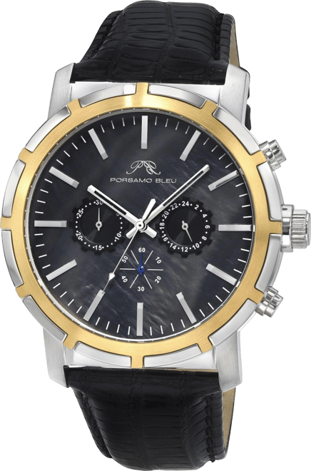 Nyc Chrono Genuine Leather Two Tone & Black Men's Watch 1281DNYL