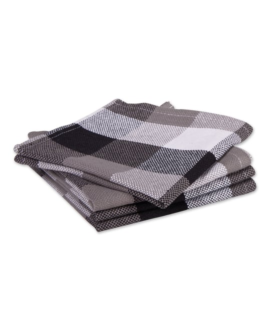 Tri-Color Check Collection Kitchen, Dishcloth Set, Black, 4 Piece