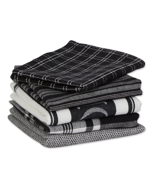 Everyday Collection Foodie Kitchen Set, Dishtowel Dishcloth, Black, 5 Piece