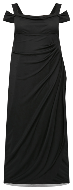 Plus Size Draped Cold-Shoulder Evening Dress