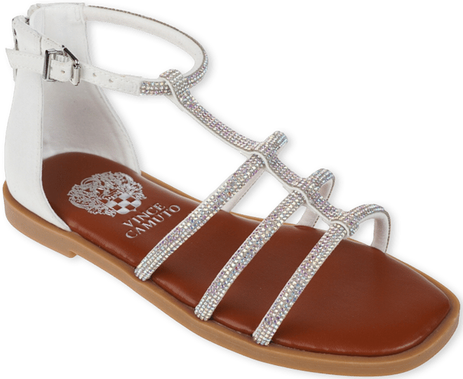Big Girl's Fashion Sandal with Micro Stone Strappy Upper Glass stones/Polyester Sandals