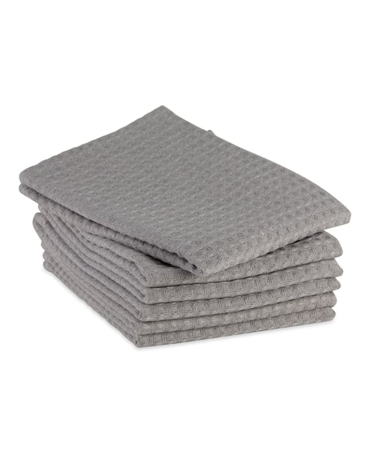 Cotton Kitchen Collection Dishtowel Set, 18x26", Gray, 6 Piece