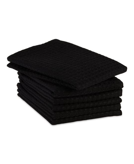 Cotton Kitchen Collection Dishtowel Set, 18x26", Black, 6 Piece