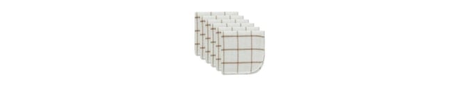 Scrubber Dishcloths Collection Windowpane Dishrag Set, 12x12", White/Stone Stripe, 6 Piece