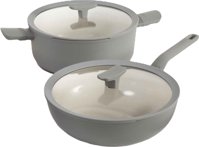 Balance 4Pc Non-stick Ceramic Stockpot and Wok Pan Set, Glass Lids, Recycled Aluminum