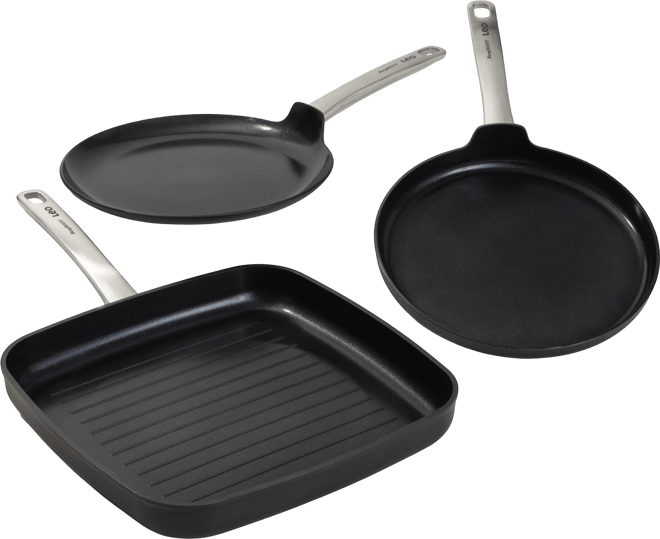 Graphite 3Pc Non-stick Ceramic Specialty Cookware Set, Sustainable Recycled Material