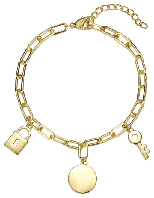 14K Gold Plated Cubic Zirconia Three Charm Bracelet for Teens