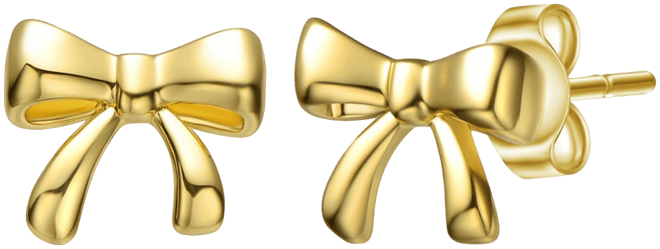 14k Gold Plated Wrapped in Ribbons Tiny Stud Earrings for Baby/Toddler