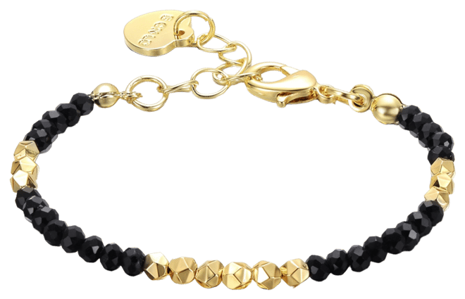 14k Yellow Gold Plated Bracelet with Colored and Gold Plated Mineral Beads in Pattern for Kids