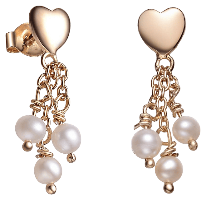 Sterling Silver Heart Shape Pearl Drop Earrings