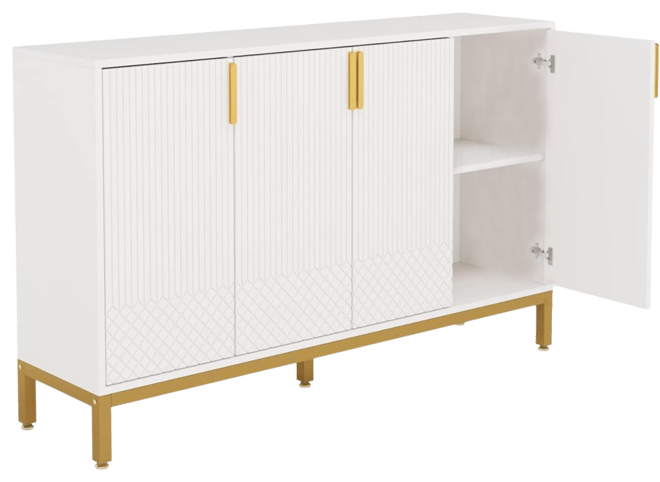 Luxury Buffet Cabinet with Storage, 59 Inch Kitchen Sideboard Cabinet with 4 Doors, Coffee Bar Cabinet Storage Cabinet for Dining Room, Liv